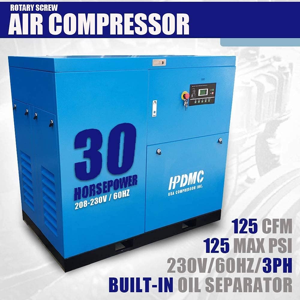 HPDMC SC22 rotary screw air compressor,best 30hp rotary screw air compressor,rotary screw vs piston air compressor,HPDMC SC22 air compressor review,should I buy a rotary screw compressor,industrial screw air compressor for manufacturing unboxing and complete package contents