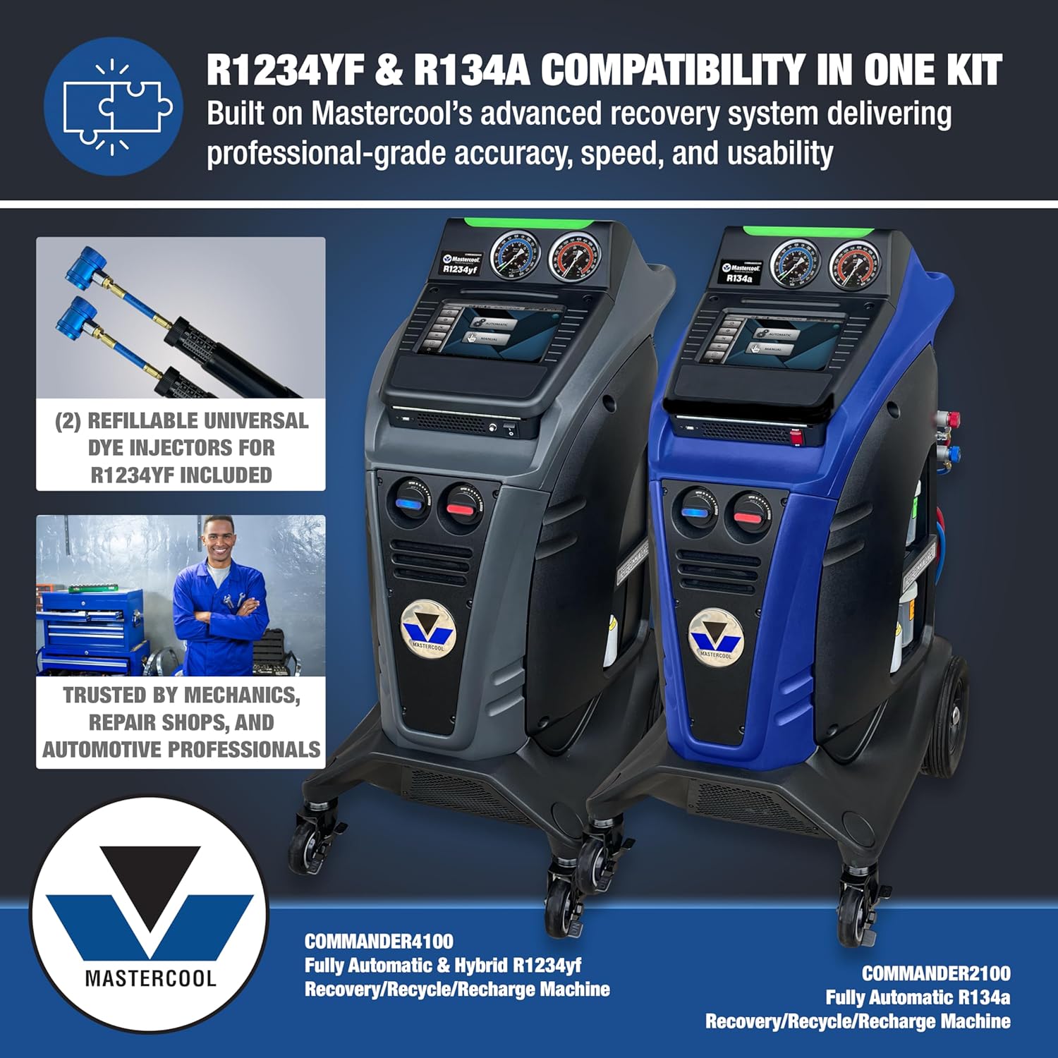 Mastercool Commander 2100 4100 kit worth buying,Mastercool Commander kit pros cons,Commander 2100 vs 4100 comparison,should I buy Mastercool R/R/R combo,best automotive A/C service machine,Mastercool Commander kit for shop unboxing and complete package contents