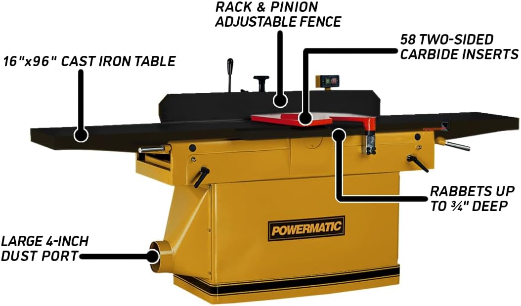 Powermatic PJ1696T worth buying,Powermatic 16 inch jointer pros cons,Powermatic ArmorGlide jointer vs alternatives,should I buy a Powermatic jointer,best industrial 16 inch jointer,Powermatic helical cutterhead performance unboxing and complete package contents
