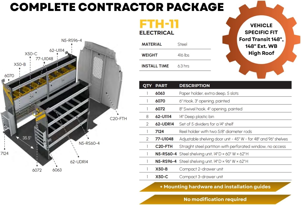 Ranger Design van shelving,best van shelving system,Ford Transit shelving installation,Ranger Design FTH-11 pros cons,heavy duty work van storage worth buying,van shelving vs plywood unboxing and complete package contents