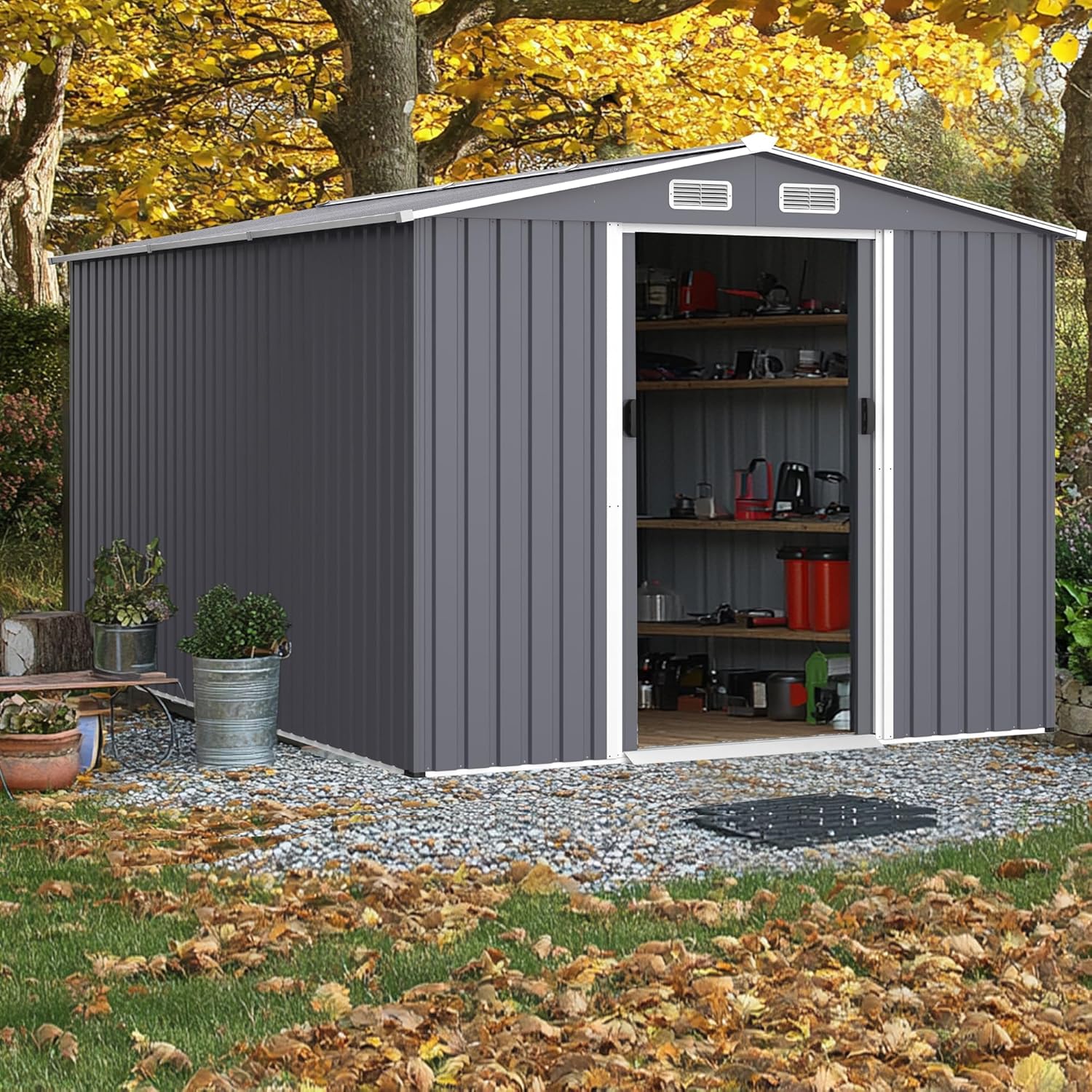 best large metal tool shed,large metal shed worth buying,8x12 metal shed pros cons,heavy duty tool shed vs alternatives,should I buy a Ginkartu shed,best outdoor storage shed unboxing and complete package contents