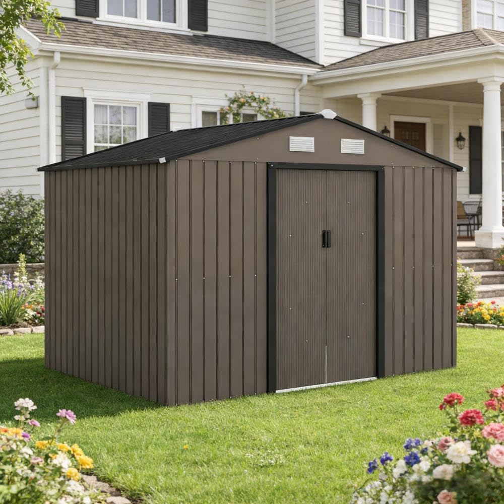 Step-by-step visual guide assembling the best metal storage shed, demonstrating the process from foundation to final lock installation for secure tool storage.