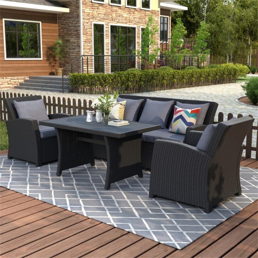 black wicker patio set worth it,should I buy a black wicker patio set,4-piece conversation set pros cons,best outdoor wicker furniture set,PE rattan patio set worth buying,black wicker furniture set vs alternatives unboxing and complete package contents