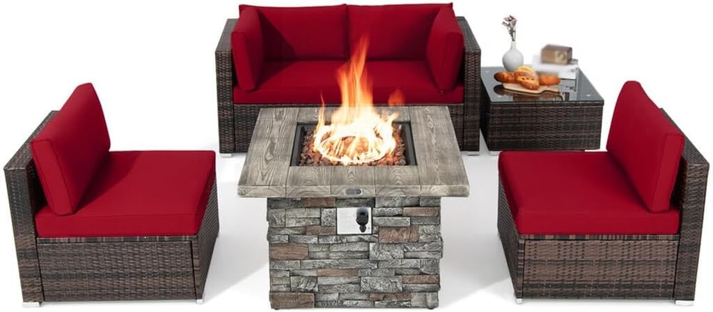 buy 6 piece patio set with fire pit,6 piece patio set worth buying,patio set with fire pit pros cons,should I buy a wicker fire pit set,best outdoor furniture with fire table,rattan fire pit set vs alternatives - detailed features and technical specifications