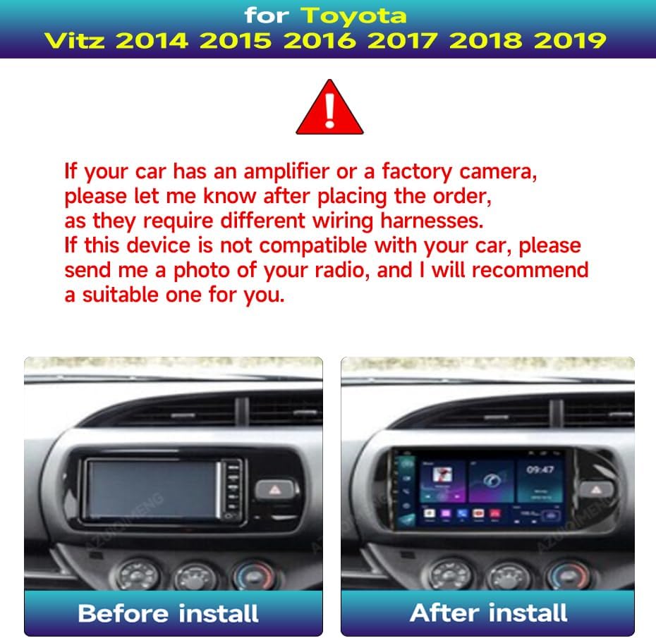 buy AZUIQiMeng Toyota Vitz car stereo,Toyota Vitz head unit worth buying,best car stereo for Toyota Vitz,AZUIQiMeng Android 14 pros cons,Toyota Vitz radio upgrade worth it,Android 14 head unit vs alternatives unboxing and complete package contents