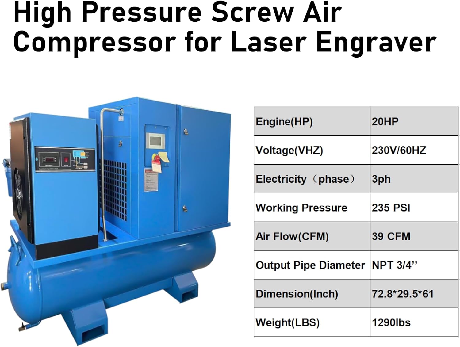 buy DCYL 20HP screw air compressor,DCYL 20HP air compressor worth buying,DCYL screw compressor pros cons,20HP 3-phase screw compressor alternatives,should I buy DCYL all-in-one air compressor,best 20HP rotary screw air compressor for laser engraver unboxing and complete package contents