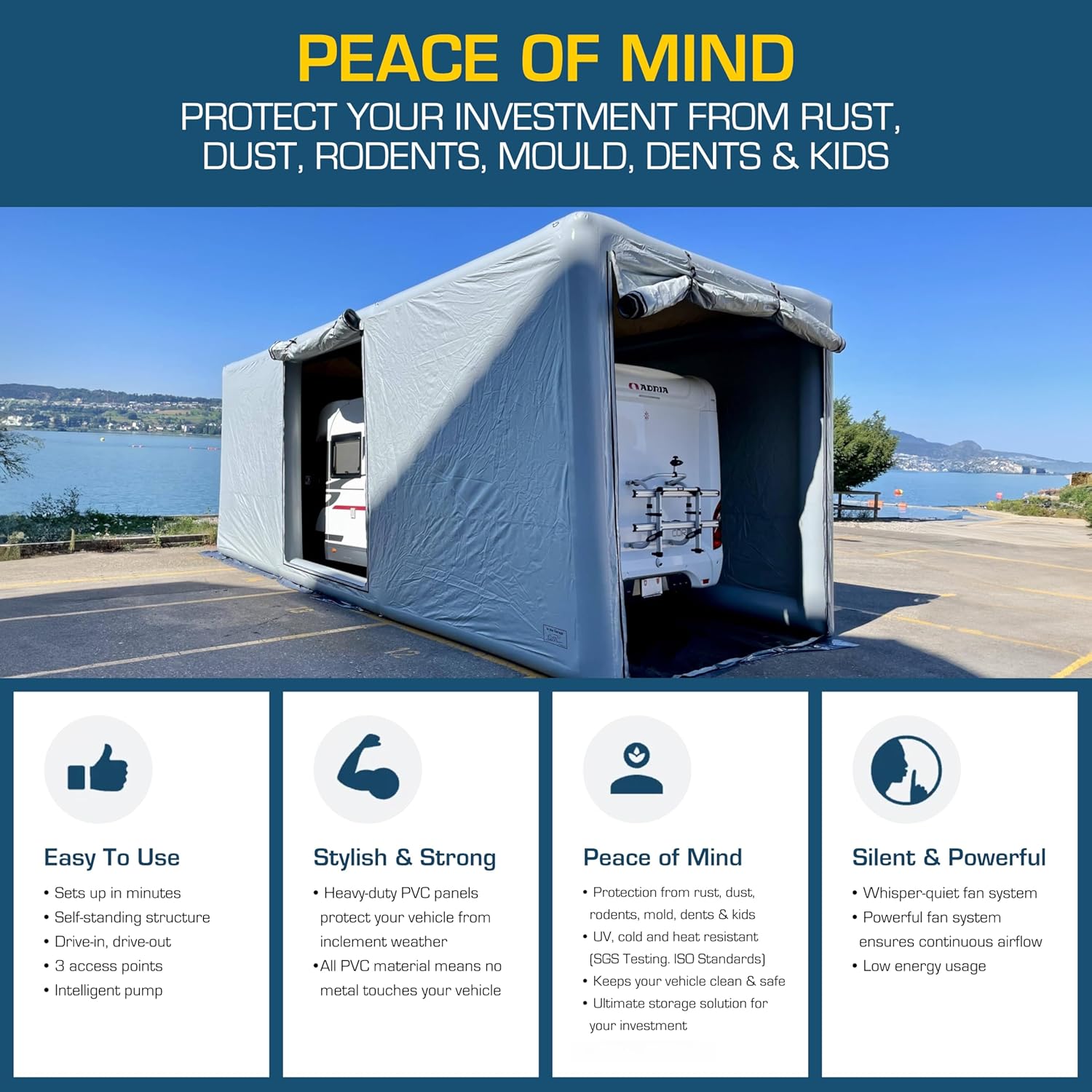 buy IN THE GARAGE Outdoor Ultimate Camper Shield,inflatable RV cover pros cons,best camper hail protector,Outdoor Ultimate Camper Shield worth it,outdoor camper cover vs alternative,RV hail protector benefits unboxing and complete package contents