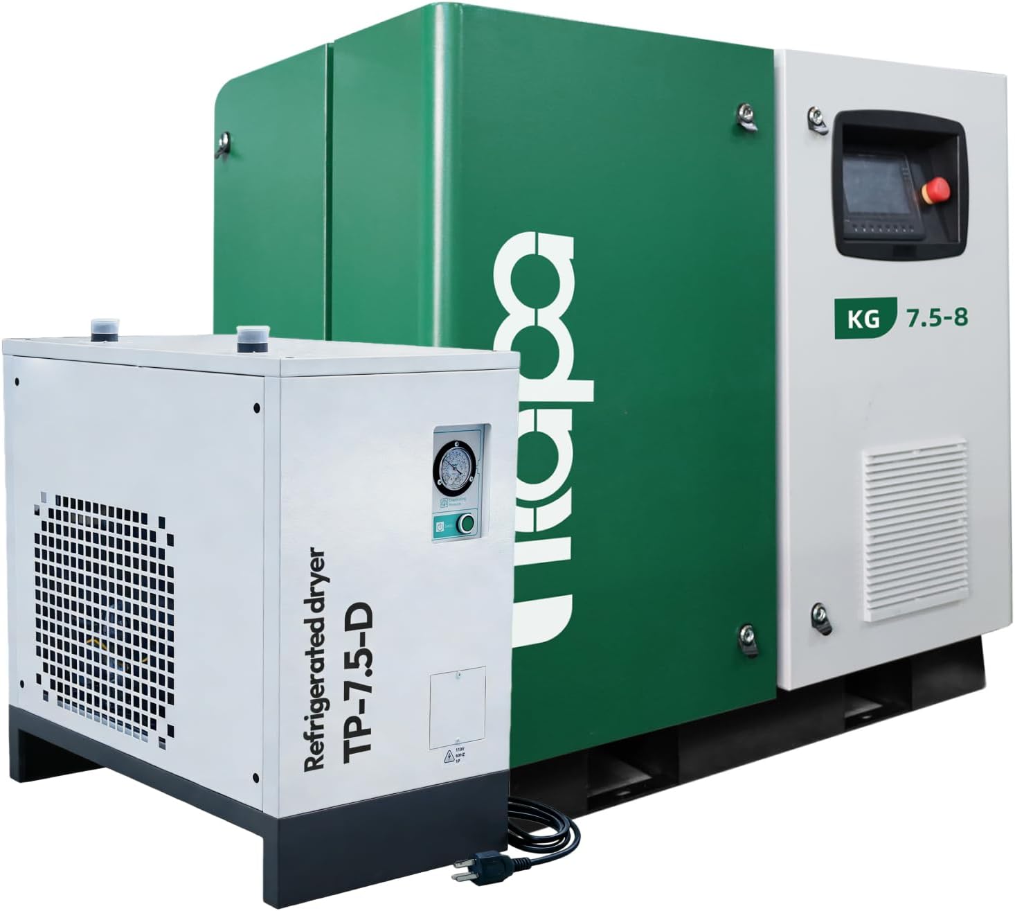 buy KAPA KG 7.5HP screw air compressor,KAPA screw air compressor pros cons,7.5HP screw air compressor worth buying,KAPA KG vs Sullair screw compressor,should I buy a variable speed air compressor,best 7.5HP screw air compressor for shop - detailed features and technical specifications