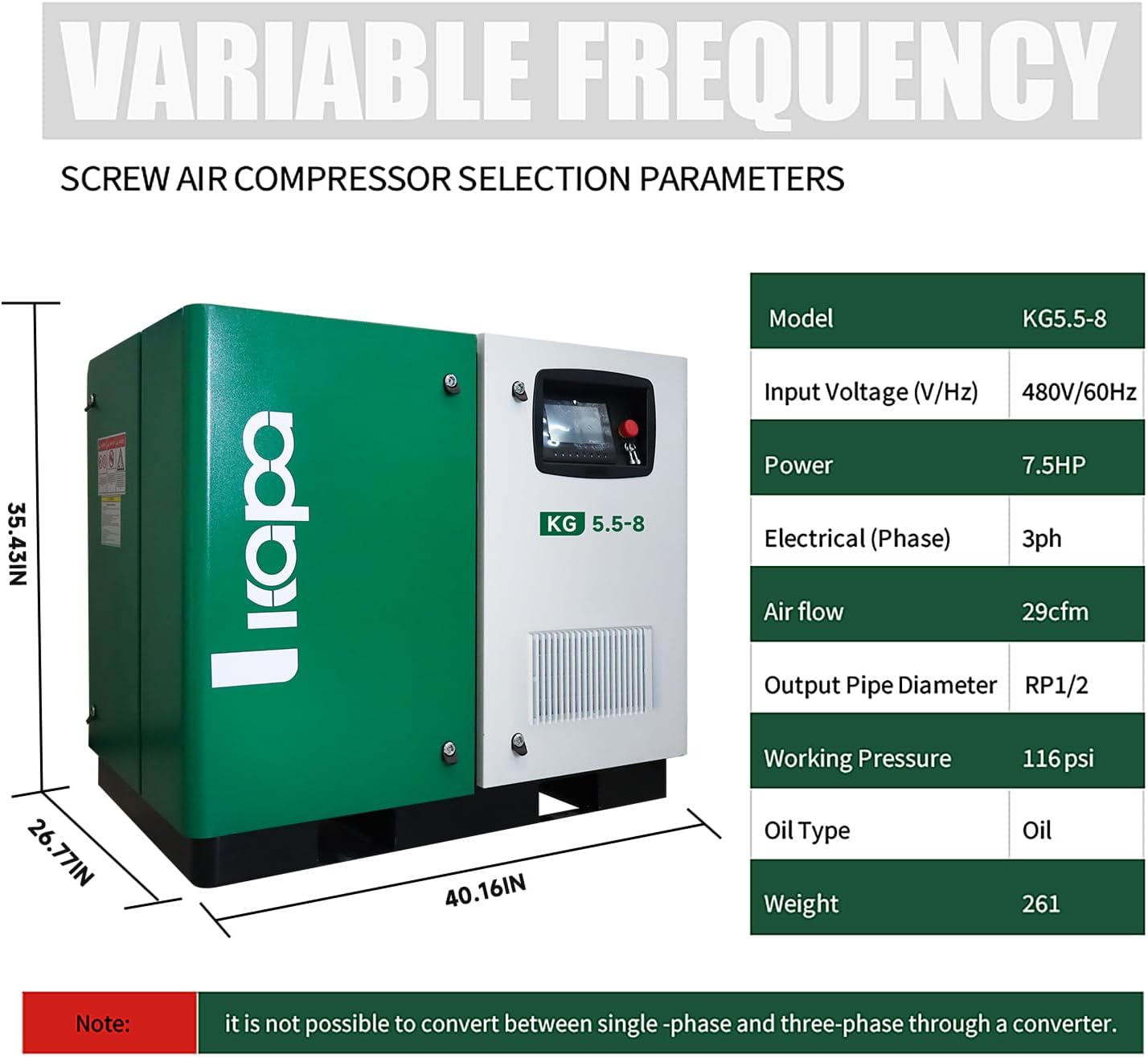buy KAPA KG 7.5HP screw air compressor,KAPA screw air compressor pros cons,7.5HP screw air compressor worth buying,KAPA KG vs Sullair screw compressor,should I buy a variable speed air compressor,best 7.5HP screw air compressor for shop unboxing and complete package contents