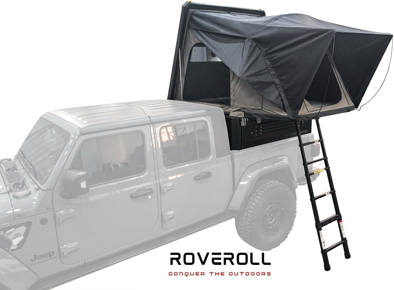 buy ROVEROLL hardshell camper shell cap,should I buy ROVEROLL camper shell,ROVEROLL hardshell vs traditional cap,best truck camper for Jeep Gladiator,ROVEROLL camper shell pros and cons,Jeep Gladiator rooftop tent cap worth it performance testing and real-world results