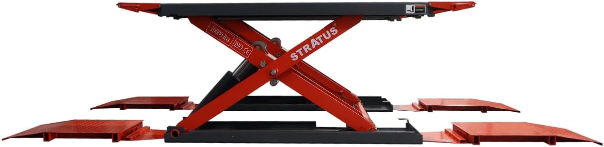buy Stratus SAE-MS10000 scissor lift,Stratus SAE-MS10000 pros cons,10,000 lb mobile scissor lift worth buying,extra wide mid rise lift for trucks,best commercial scissor lift for shop,Stratus vs BendPak scissor lift unboxing and complete package contents