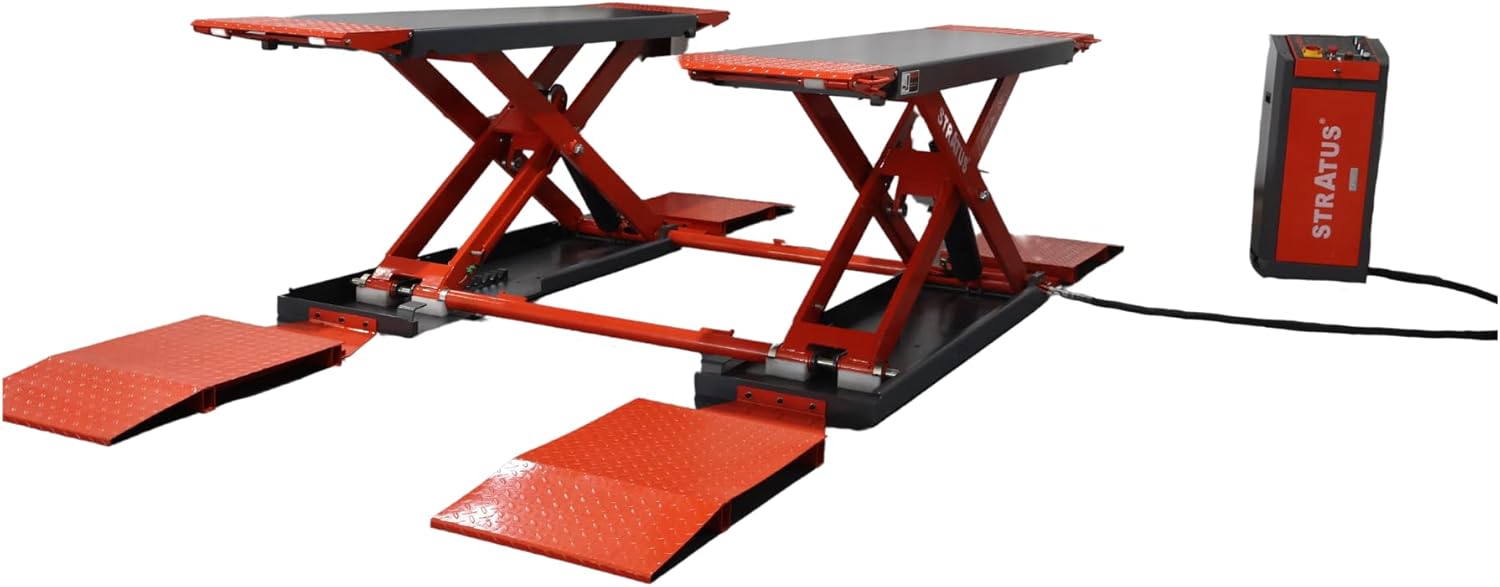 buy Stratus SAE-MS10000 scissor lift,Stratus SAE-MS10000 pros cons,10,000 lb mobile scissor lift worth buying,extra wide mid rise lift for trucks,best commercial scissor lift for shop,Stratus vs BendPak scissor lift performance testing and real-world results