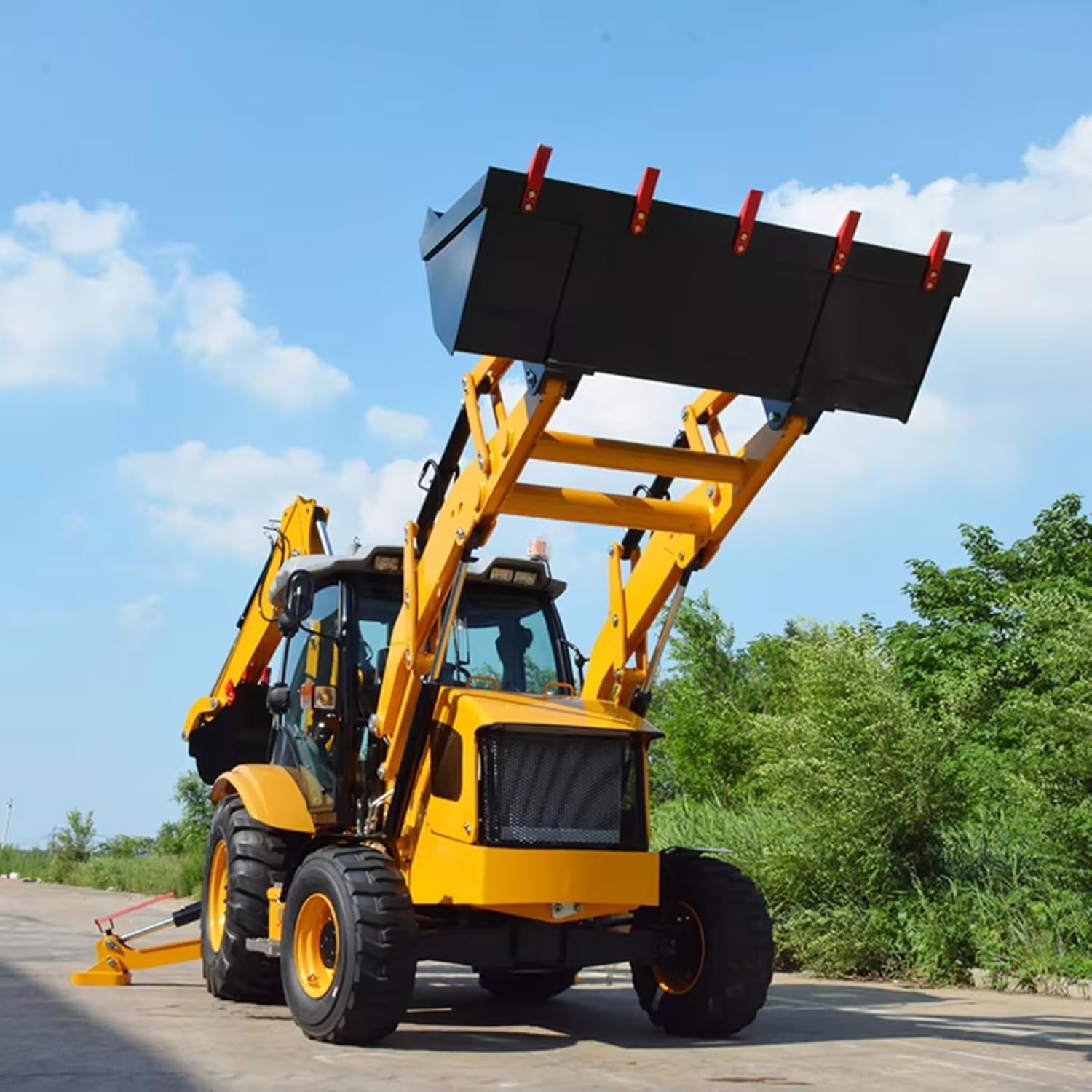 Unboxing the buy backhoe loader machine,backhoe loader worth buying,best backhoe loader for farming,backhoe loader pros cons,backhoe loader vs excavator,should I buy a backhoe loader showing primary bucket and machine components