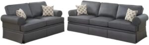 Image 1 of buy charcoal glossy polyfiber sofa set