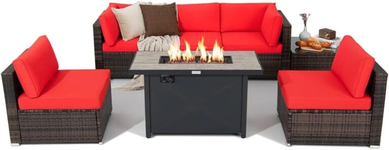 Image 1 of buy patio rattan sofa fire table set