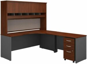 Image 1 of dark cherry L-shaped desk worth it