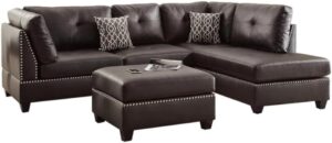 Image 1 of faux leather reversible sectional sofa