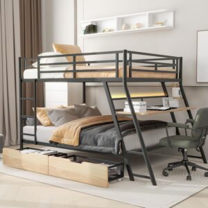 Image 1 of metal bunk bed with desk