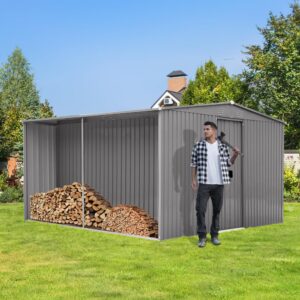 Image 1 of metal garden shed firewood storage
