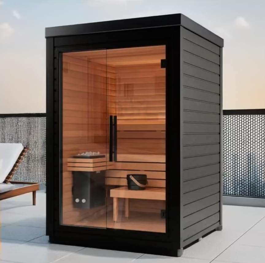 modern outdoor cabin sauna worth it,should I buy a modern cabin sauna,modern cabin sauna pros cons,best outdoor cabin sauna kit,glass front sauna worth buying,Custom Sauna Works cabin sauna - detailed features and technical specifications