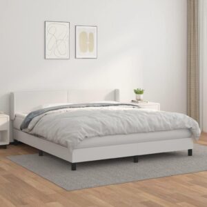 Image 1 of white queen faux leather bed
